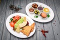 Turkish breakfast on a wooden table Royalty Free Stock Photo