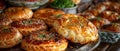 Turkish Bureks, Traditional Borek, Meat Filled Pie, Many Homemade Boureki Feta Buns Top View