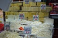 Turkish cheese, various Turkish cheese sold at the market