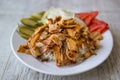 Turkish Chicken Doner Kebab with rice Royalty Free Stock Photo