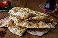 Turkish Cig Borek / Tatar Pie with minced meat and tea.