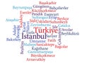 Turkish city Istanbul subdivisions in word clouds Royalty Free Stock Photo
