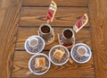 Turkish coffee and baklava on the wooden table Royalty Free Stock Photo