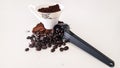 Turkish Coffee, Beans and Powder on White Background Royalty Free Stock Photo