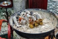 Turkish coffee brewed on charcoal