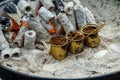 Turkish coffee brewed on charcoal