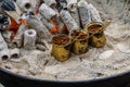 Turkish coffee brewed on charcoal