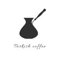 Turkish coffee Cezve. simple vector coffee brew pot icon. Graphic silhouette. Isolated illustration. Traditional cyprus drink