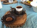 Turkish coffee with chocolate cookie Royalty Free Stock Photo