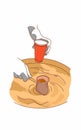 Turkish coffee cooked in a hot sand. Coffe pot illustration Royalty Free Stock Photo