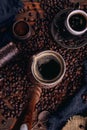 Turkish coffee in a copper Turks Royalty Free Stock Photo