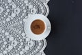 Turkish coffee on a lace and black background Royalty Free Stock Photo