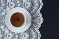 Turkish coffee on a lace and black background Royalty Free Stock Photo