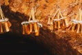 Turkish coffee pots made of metal in a traditional style