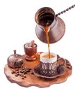 Turkish coffee pouring isolated Royalty Free Stock Photo