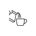 Turkish coffee pouring line icon