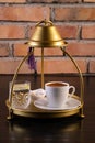 Turkish coffee service in copper plate Royalty Free Stock Photo