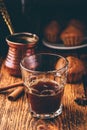 Turkish coffee with spices and muffins Royalty Free Stock Photo