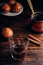 Turkish coffee with spices and muffins Royalty Free Stock Photo