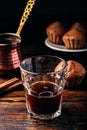 Turkish coffee with spices and muffins Royalty Free Stock Photo