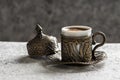 Turkish coffee in traditional copper cup Royalty Free Stock Photo