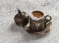Turkish coffee in traditional copper cup Royalty Free Stock Photo