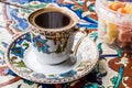 Turkish Coffee with Turkish Delight Kus Lokumu Royalty Free Stock Photo