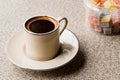 Turkish Coffee with Turkish Delight Kus Lokumu Royalty Free Stock Photo