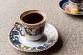 Turkish Coffee with Turkish Delight Kus Lokumu Royalty Free Stock Photo