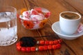 Turkish coffee. Turkish delights, rosary Royalty Free Stock Photo
