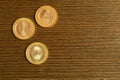 Turkish coins on a wooden background. lira from Turkey close up