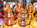 Turkish coppers jars on sale at the Istanbul Grand Bazaar Royalty Free Stock Photo