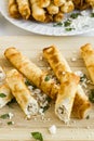 Turkish,cruncy,cheesy and savory great appetizers finger food on the chopping board.