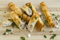 Turkish,cruncy,cheesy and savory great appetizers finger food on the chopping board.