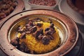 Turkish cuisine cut beef rice set Royalty Free Stock Photo