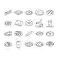 turkish cuisine food meal icons set vector