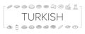 turkish cuisine food meal icons set vector