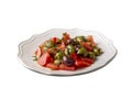 Turkish cuisine green olive salad - Turkish name Kirma yesil zeytin salatasi