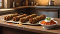 Turkish cuisine traditional delicious Adana kebap grilled meat food dinner.