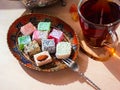 Turkish delight on an antique plate - an Asian dessert