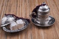 Turkish delight Box and turkish coffee cup Royalty Free Stock Photo