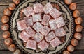 Turkish Delight, eastern delicacy with hazelnuts