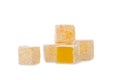 Yellow lemon Turkish delight isolated on white background Royalty Free Stock Photo