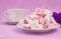 Turkish delight with pink rose flavour Royalty Free Stock Photo