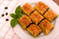 Turkish delights - baklava traditional sweets with sugar and coffee beans Royalty Free Stock Photo