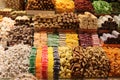 Turkish delights in Egyptian spice bazaar in Istanbul, Turkey. Royalty Free Stock Photo