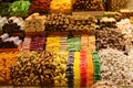 Turkish delights in Egyptian spice bazaar in Istanbul, Turkey. Royalty Free Stock Photo