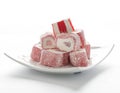 Turkish delights flavours on a white background Royalty Free Stock Photo