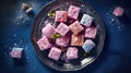 Turkish delights lokum, rose flavor AI generated image Royalty Free Stock Photo