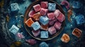 Turkish delights lokum, rose flavor AI generated image Royalty Free Stock Photo